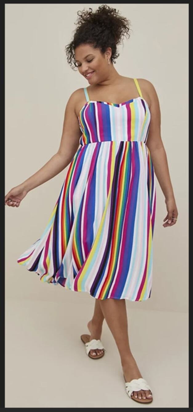 TORRID Rainbow Stripe Midi Sundress Womens 2 2X NWOT Pockets Smocked Back Cami